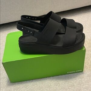 CROCS Black Platform Sandals